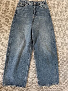 Zara Wide-Leg Flared Jeans - Blue Denim
